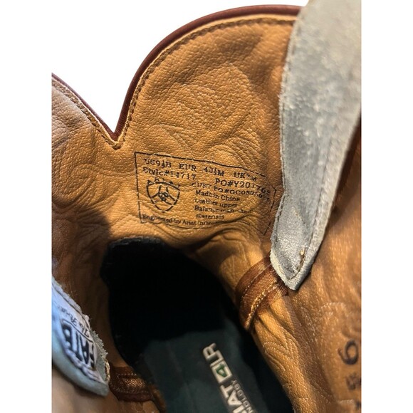 Ariat Fatbaby Western Boots Sz 9.5B Womens Ostrich Print Light Blue Suede upper - Picture 9 of 12